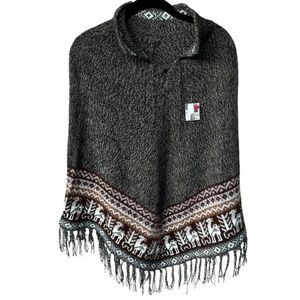 Peruvian Art Woman Poncho Cusquena Alpaca Wool Original from Peru NWT